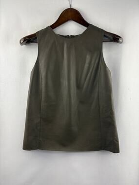 Women’s Vince Size 4 Chocolate Brown Leather Sleeveless Blouse